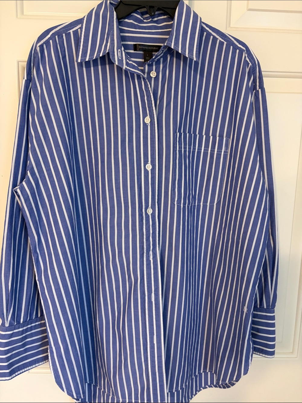 Banana Republic Blue and White Striped Button-Down Shirt